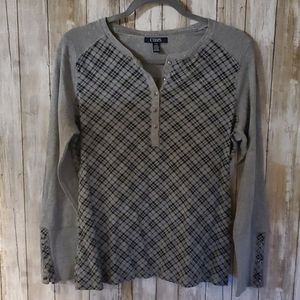 Chaps long sleeve grey/blue plaid